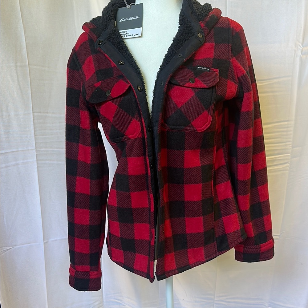 Eddie Bauer Red and Black Utility Jacket with Hood